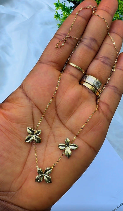 18ct Yellow Gold Floral Station Necklace (5.2g) | 17” + 1” (18 Inches)