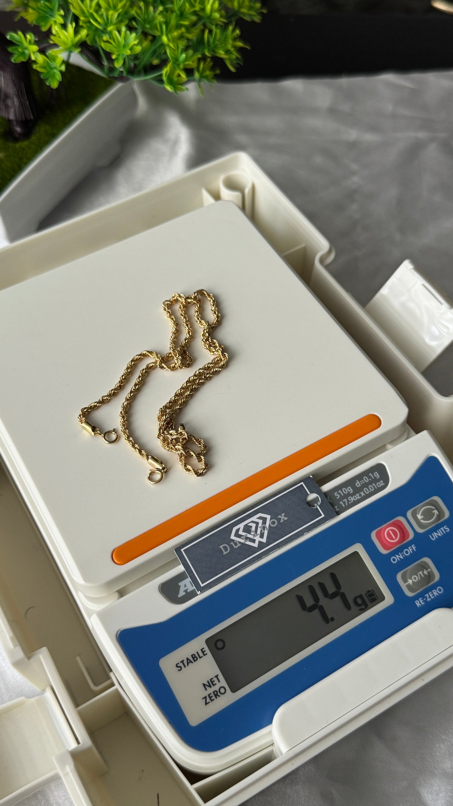 18K Solid Gold Rope Anklet – 2.2g | 10 Inches