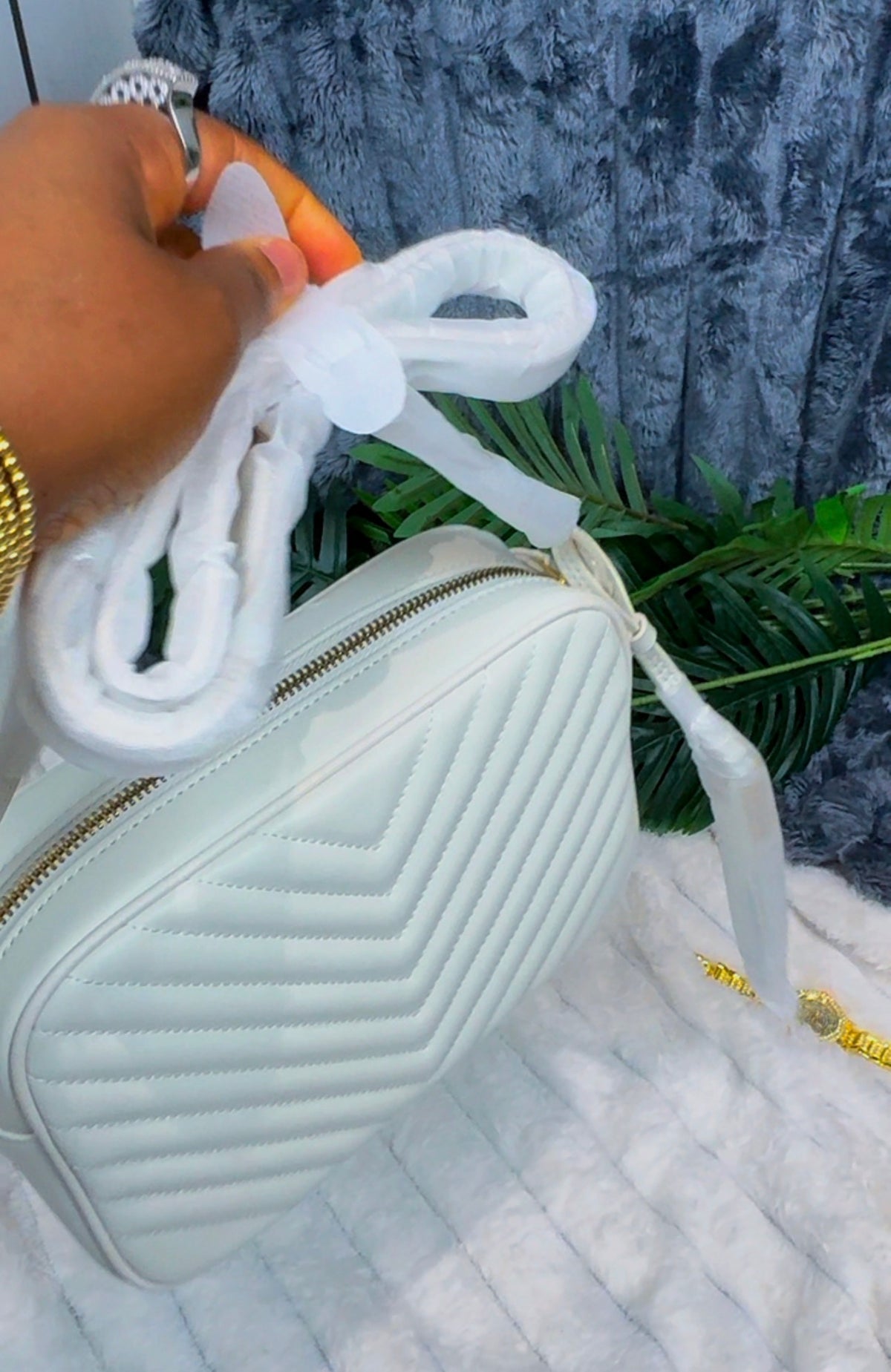 Quilted Leather Bag | Blanc Vintage White Crossbody Bag ~ LASi006