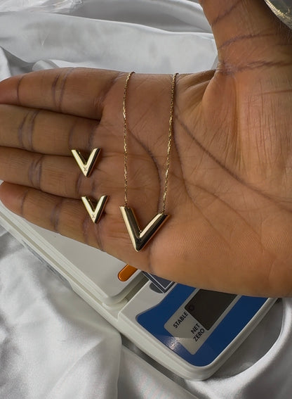 Diigac 18K Pure Gold Earrings & Necklace Set