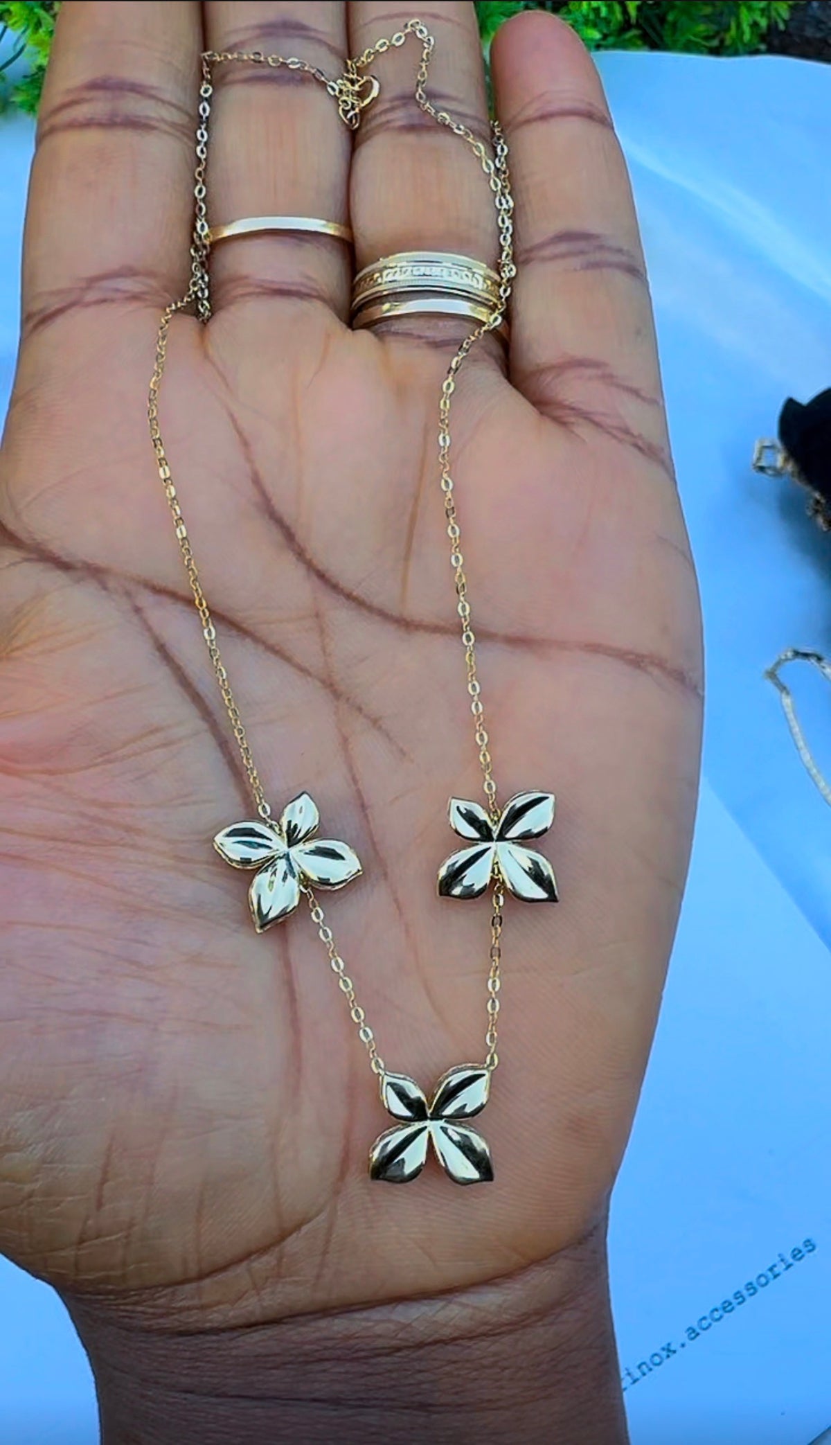 18ct Yellow Gold Floral Station Necklace (5.2g) | 17” + 1” (18 Inches)