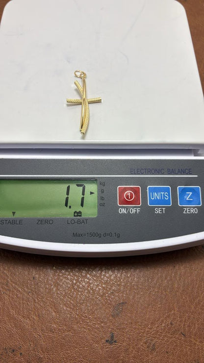 18K Solid Gold Textured Cross Pendants | 1.7g & 1.8g