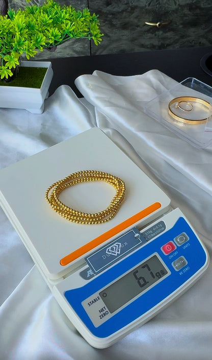 18K Solid Gold Stretchable Bangle (Shiny) | 0.9g & 1.3g | Small to Medium Wrists