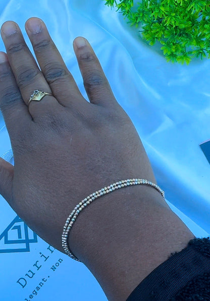 18 Karat Solid Gold Diamond Cut Ball Bracelet | Stretchable Bangle | Big Wrist