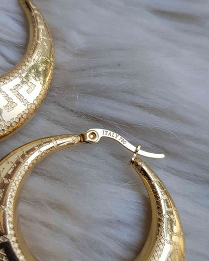 Dera Chunky Hoop Italian Gold Plated Earrings Non Tarnish Hypoallergenic