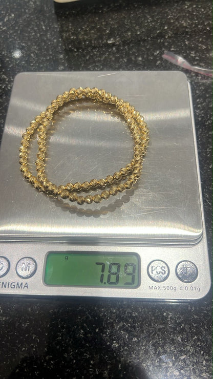18ct Real Gold Diamond Cut Ball Bracelets | Stretchable Bangles
