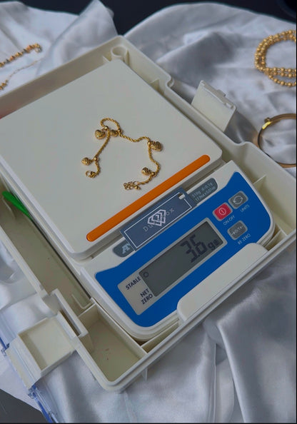 Defax 18K Pure Gold Charm Bracelets 7.5 Inches