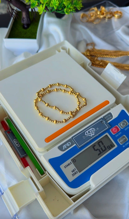 18ct Solid Gold Ball Bracelet | Stretchable Bangle | 2.5g (Extra)