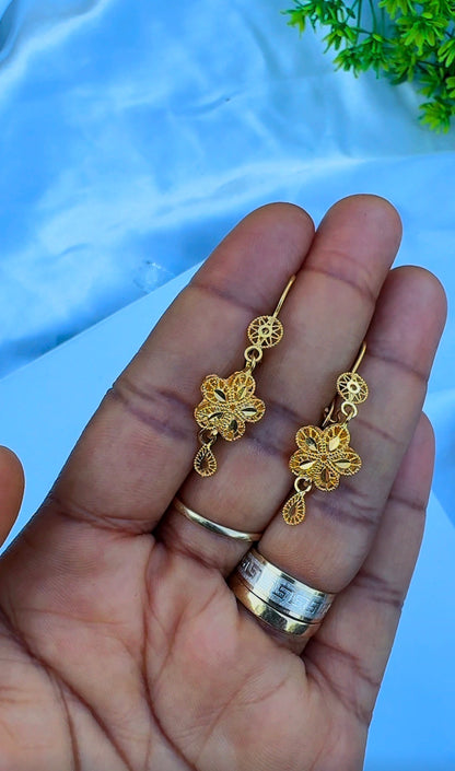 21K Solid Gold EarCuff Drop Earrings | 3.2g