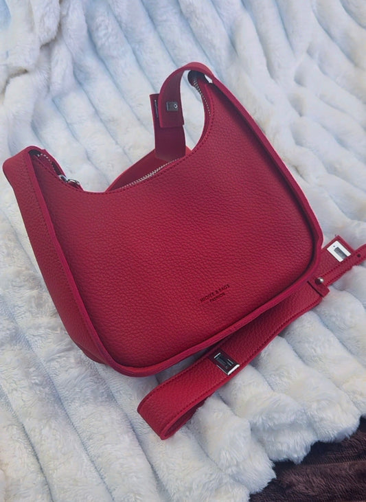 Red Shoulder Handbag With Extra Handle | LARYZ Everyday - 058 | Medium