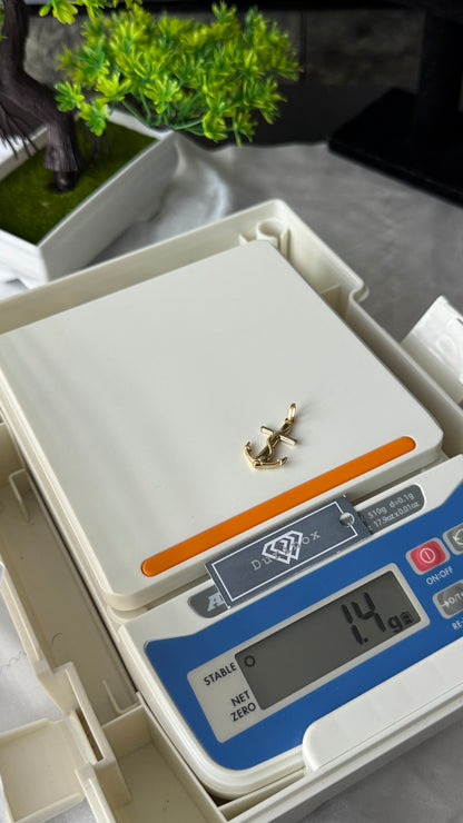 18K Solid Gold Anchor Pendant | 1.1g & 1.4g