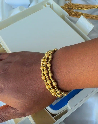 18ct Solid Gold Ball Bracelet | Stretchable Bangle | 2.5g (Extra)