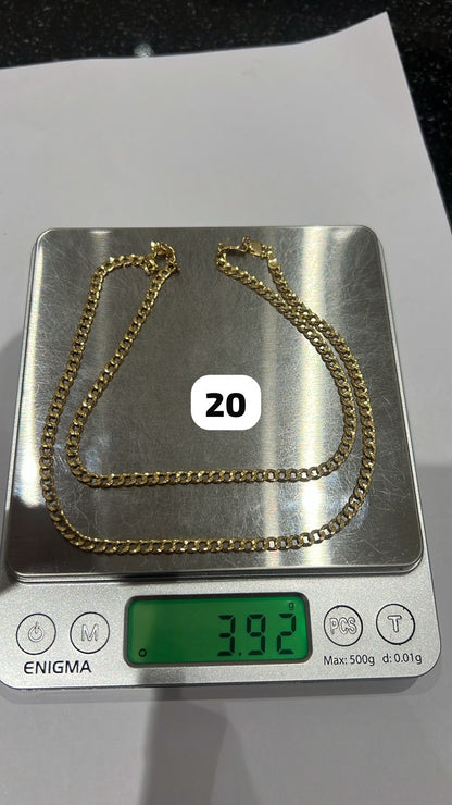18K Solid Gold Cuban Chain Necklace 20 Inches | 3.92g