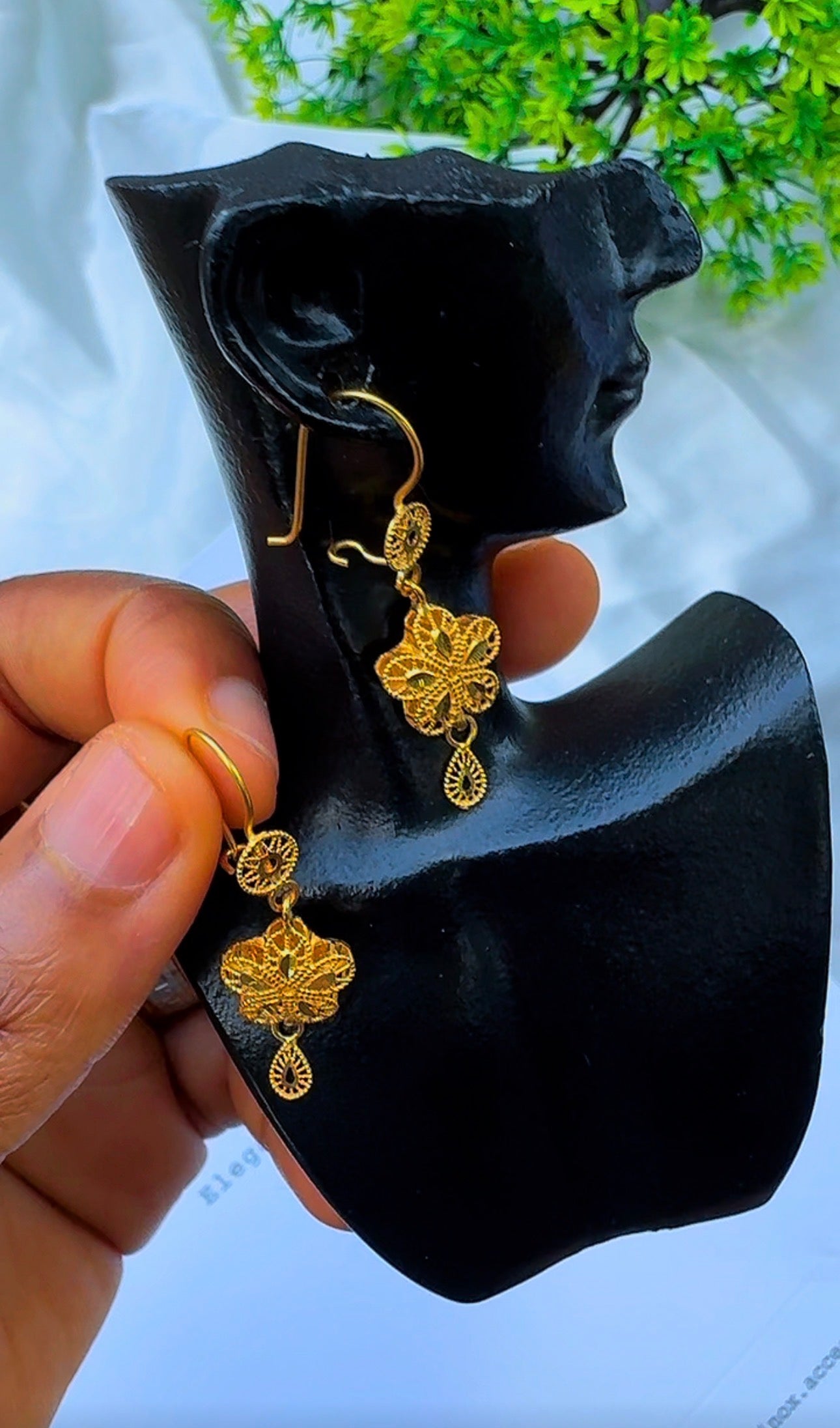 21K Solid Gold EarCuff Drop Earrings | 3.2g