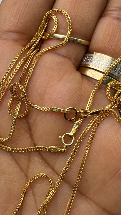 21 Karat Solid Gold Franco Chain Necklace | (18” - 3.6g) | (20” - 4.0g)