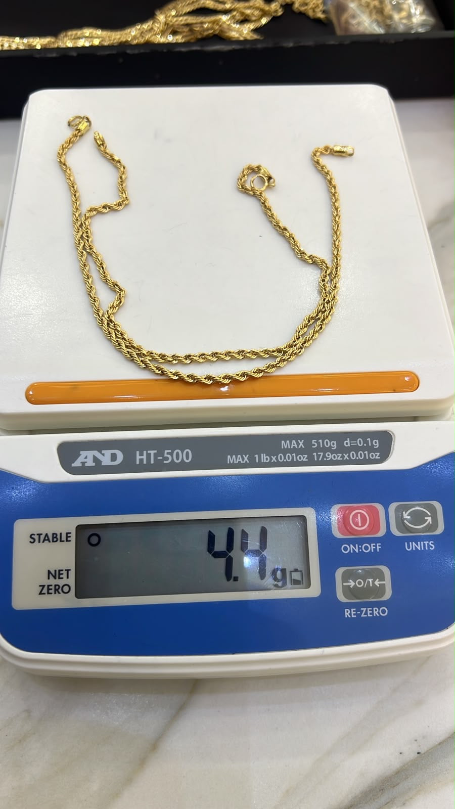 18K Solid Gold Rope Anklet – 2.2g | 10 Inches
