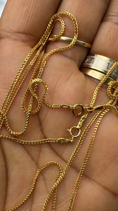 21 Karat Solid Gold Franco Chain Necklace | (18” - 3.6g) | (20” - 4.0g)
