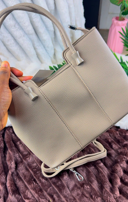 Women’s Nude Pebbled Leather Dual-Handle Tote Bag | LARYZ Everyday 046 | Small-Medium