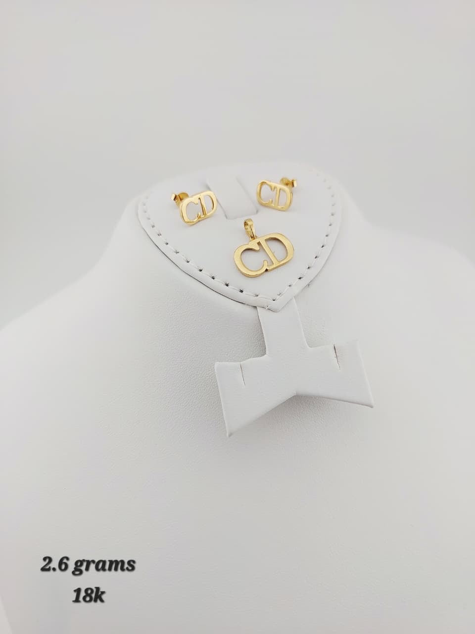 Deegah 18K Pure Gold Earrings & Pendant Jewellery Set