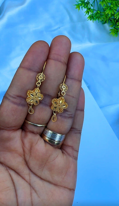 21K Solid Gold EarCuff Drop Earrings | 3.2g