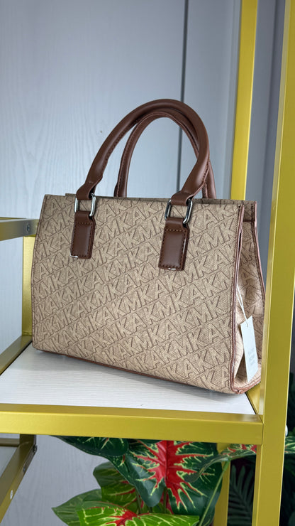 Monogram Canvas Top-Handle Satchel Handbag – Beige & Brown {Medium | Defective} - 010