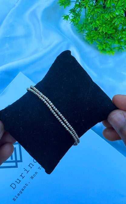 18 Karat Solid Gold Diamond Cut Ball Bracelet | Stretchable Bangle | Big Wrist