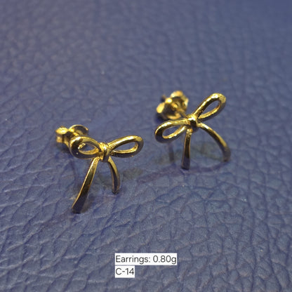 Defam 18K Real Gold Stud Earrings