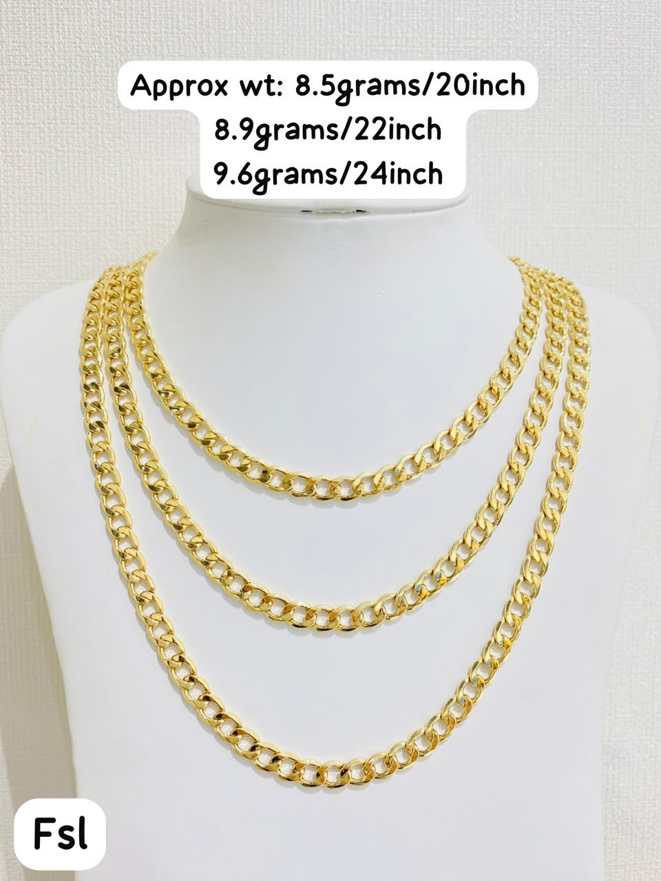 18K Solid Gold Cuban Chain Necklace For Men | 22 Inches | 8.8g