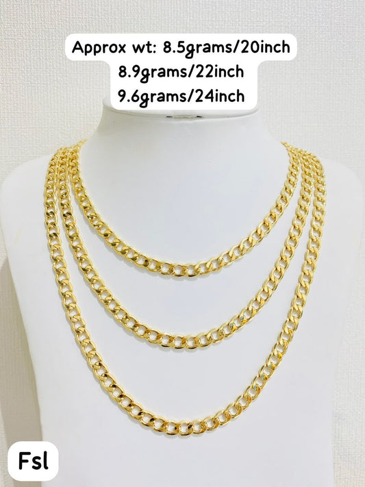 18K Solid Gold Cuban Chain Necklace For Men | 22 Inches | 8.8g