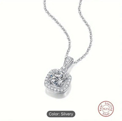Dilux3 1ct Moissanite 18K Gold Plated Real 925 Sterling Silver Chain Necklace Jewellery for Bridal Wedding Party