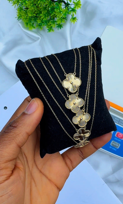 Degacc 18 Karat Solid Italian Gold Instant Chain Clover Necklace | 14mm