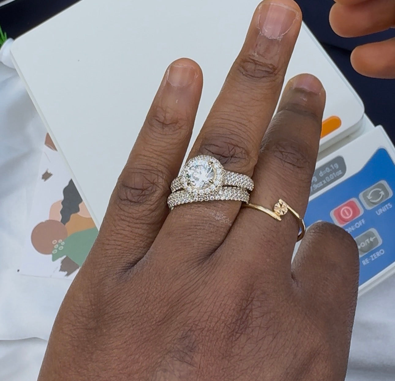 Degam Pure 18 Karat Italian Gold Bridal Engagement Ring Set