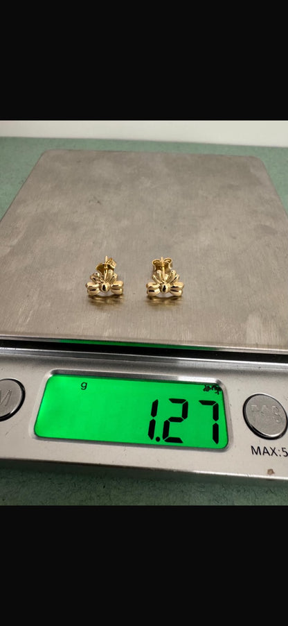 18K Solid Gold Ribbon Stud Earrings | 1.3g