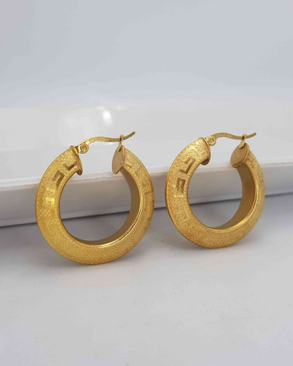 Dera Chunky Hoop Italian Gold Plated Earrings Non Tarnish Hypoallergenic