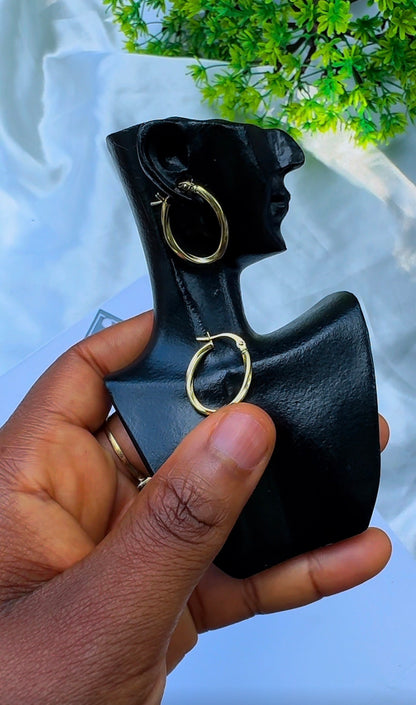 18K Solid Gold  Polished Hoop Earrings | 0.9g & 1g