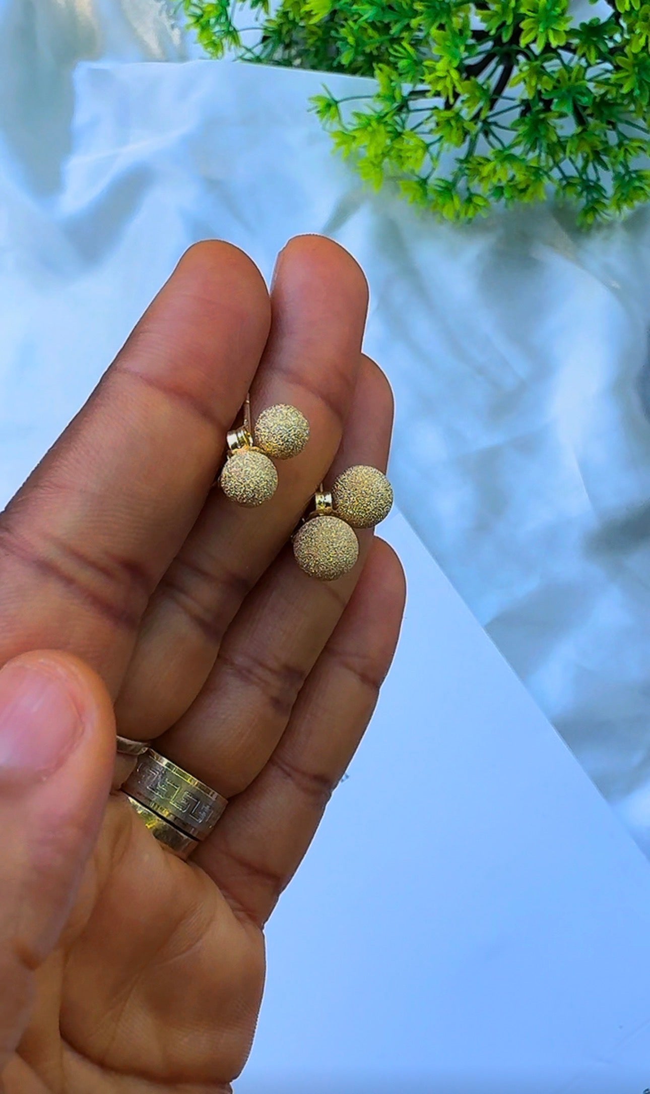 18K Solid Gold Brushed Stud Earrings | 1.5g & 2.1g