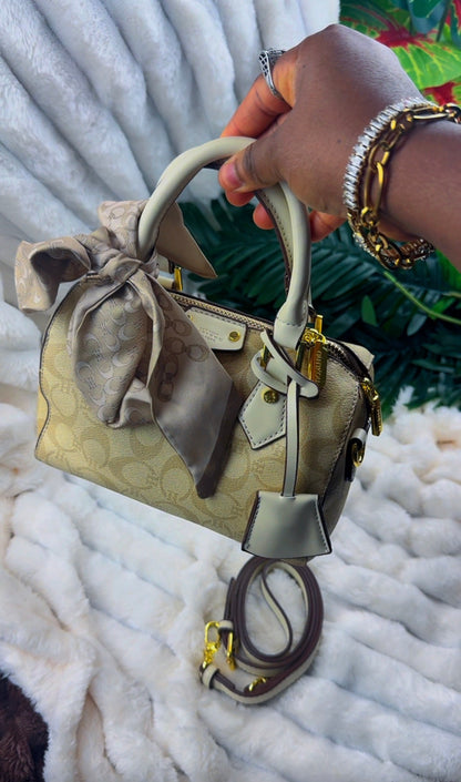 Monogram Leather Barrel Bag with Top Handles | LARYZ Everyday 051 | Small-Medium
