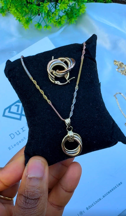 18K Solid Gold (3-Tone) Twisted Singapore Chain Necklace | 18" & 20" Real Gold 3-Tone Gold (2.7 & 3.0g) | Extra