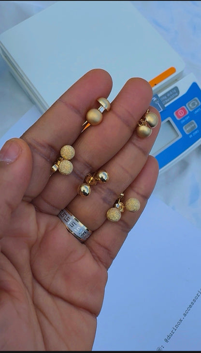 Dufag 18 Karat Pure Gold Ball Stud Earrings
