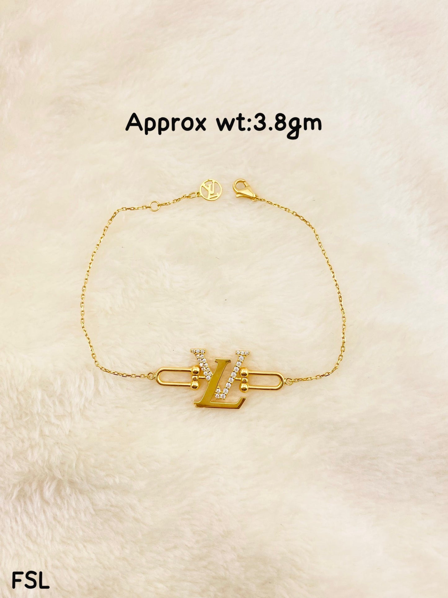 Diigaf 18K Pure Gold Inscribed Bracelets