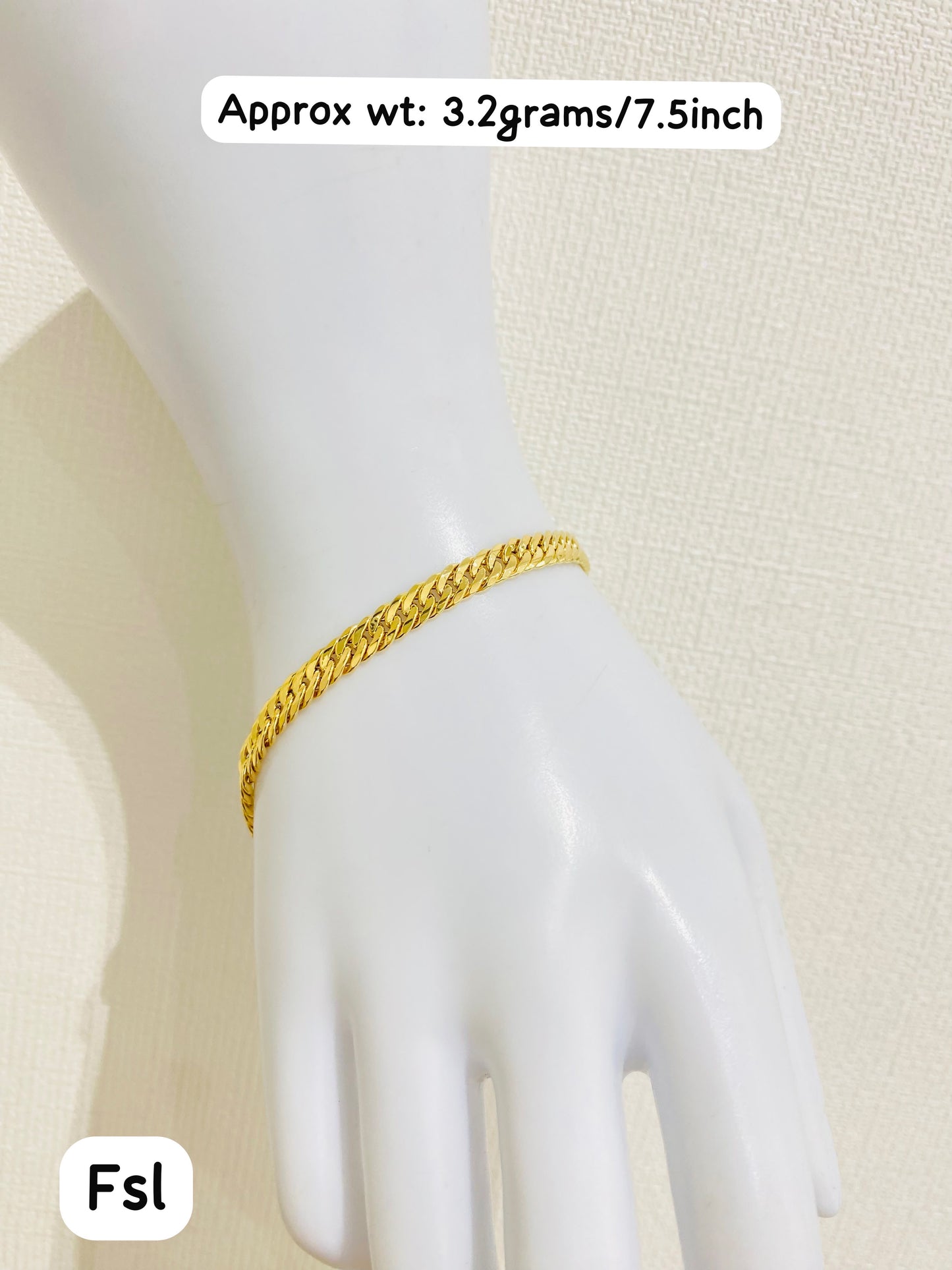 18K Solid Gold Cuban Bracelet – 3.3g - 7.5 Inches