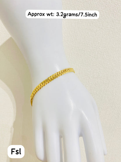 18K Solid Gold Cuban Bracelet – 3.3g - 7.5 Inches