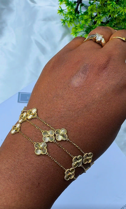 18K Solid Gold Clover Bracelet for Women – 3.8g - 8mm - 7.5 Inches