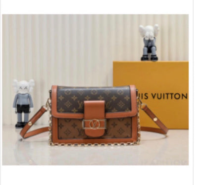 Monogram Canvas Crossbody Bag with Leather Strap - LASi015