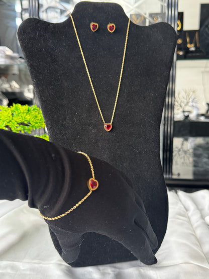 DLix1 Super Double Electroplated Stainless Steel Non Tarnish Elegant Jewellery Set 17+2” Chain Length