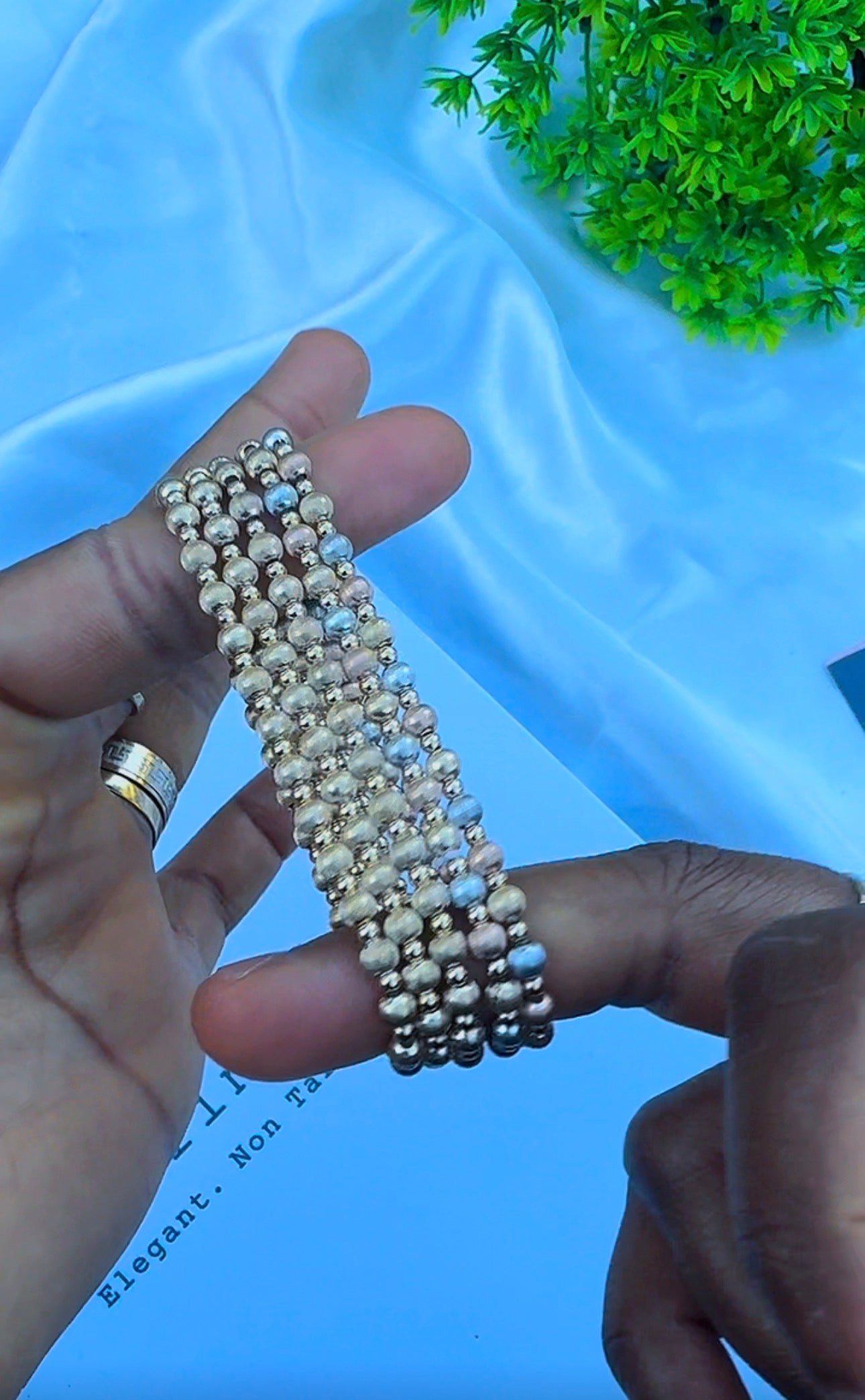 18K Solid Gold Ball Bracelets | Stretchable Bangles | 2.2g (Extra) | Small - Medium Wrist
