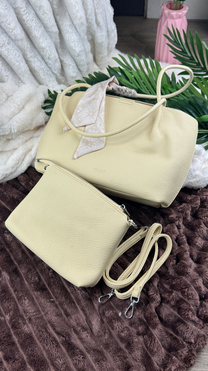 Women’s Off-White Pebbled Leather Dual-Handle 3-in-1 Big Tote Bag | LARYZ Everyday 047 | Big