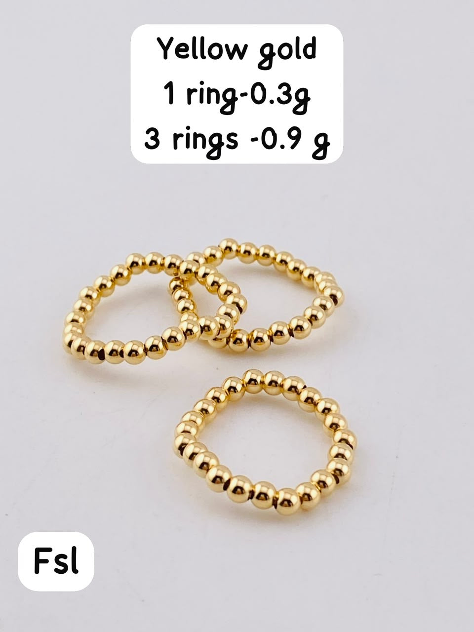 18ct Real Gold Stretchable Ball Rings | Shiny (Extra)