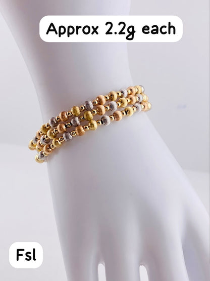 18K Solid Gold Ball Bracelets | Stretchable Bangles | 2.2g (Extra) | Small - Medium Wrist