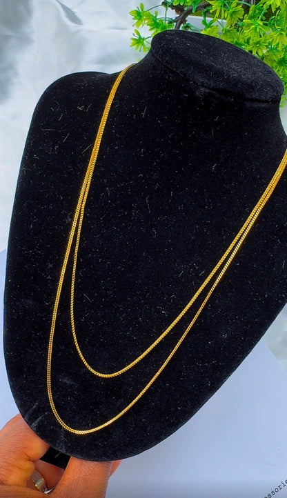 21 Karat Solid Gold Franco Chain Necklace | (18” - 3.6g) | (20” - 4.0g)
